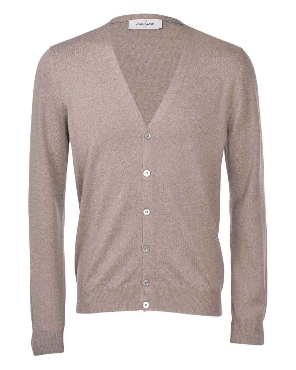 Gran Sasso Brown Virgin Wool V-Neck Cardigan for men
