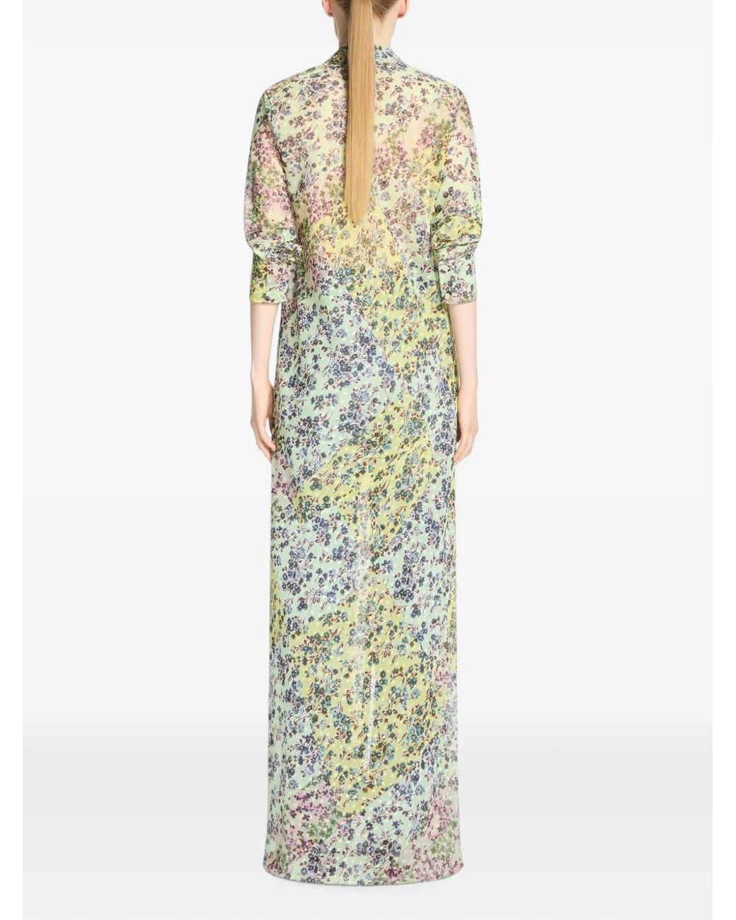 Dries Van Noten White Long Jacquard Shirt Dress