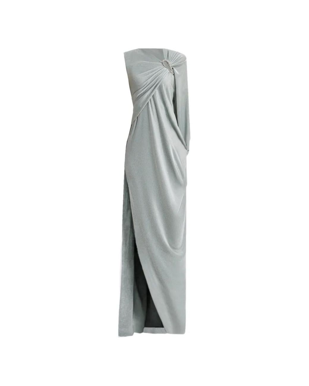 Gemy Maalouf White Asymmetrical Draped-Sleeve Dress