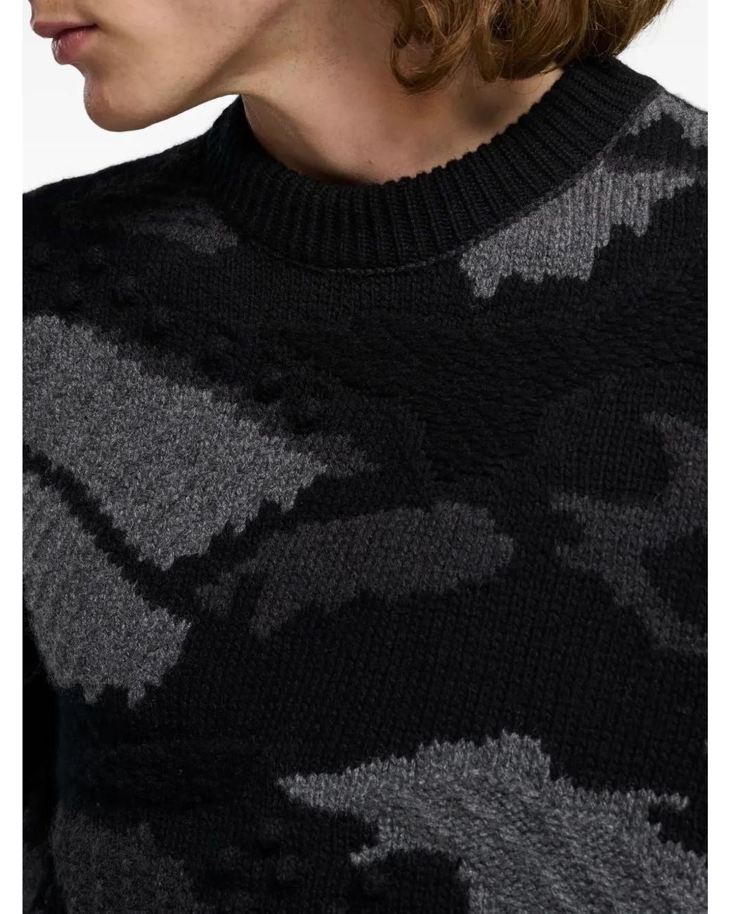 Barrie Black Patterned-Intarsia Sweater for men