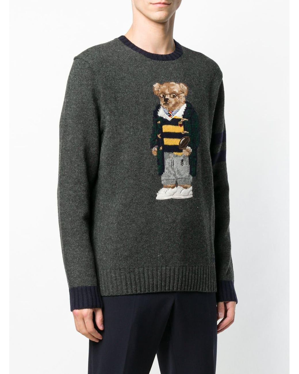 Maglione con orso ricamatoPolo Ralph Lauren in Lana da Uomo colore Grigio |  Lyst