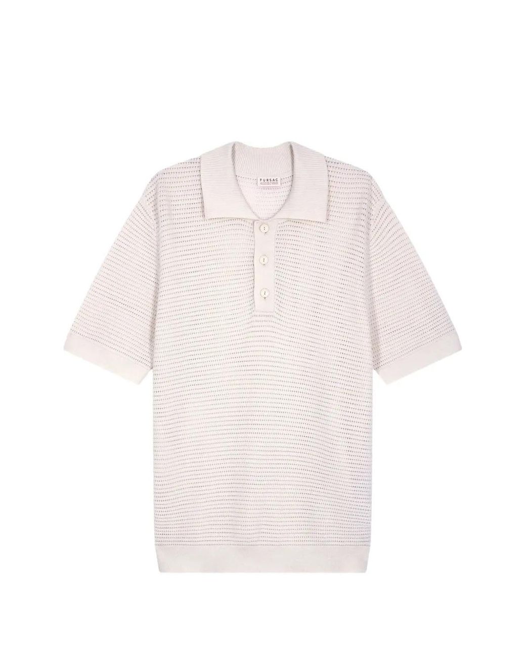 Fursac White Polo En Maille Ajourée for men