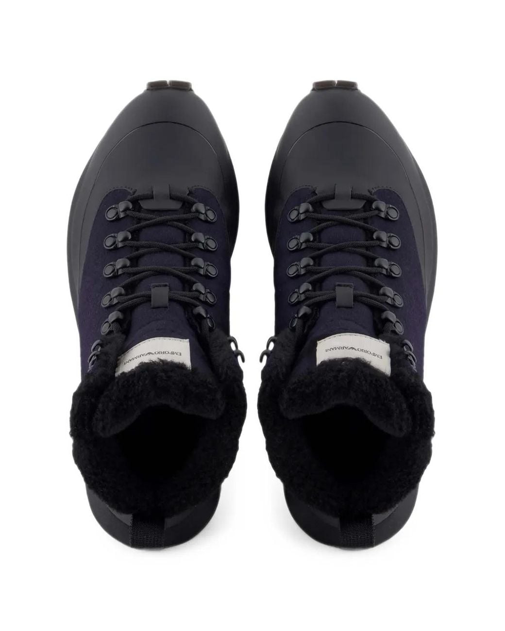 Emporio Armani Blue Fleece-Trim Panelled Boots for men
