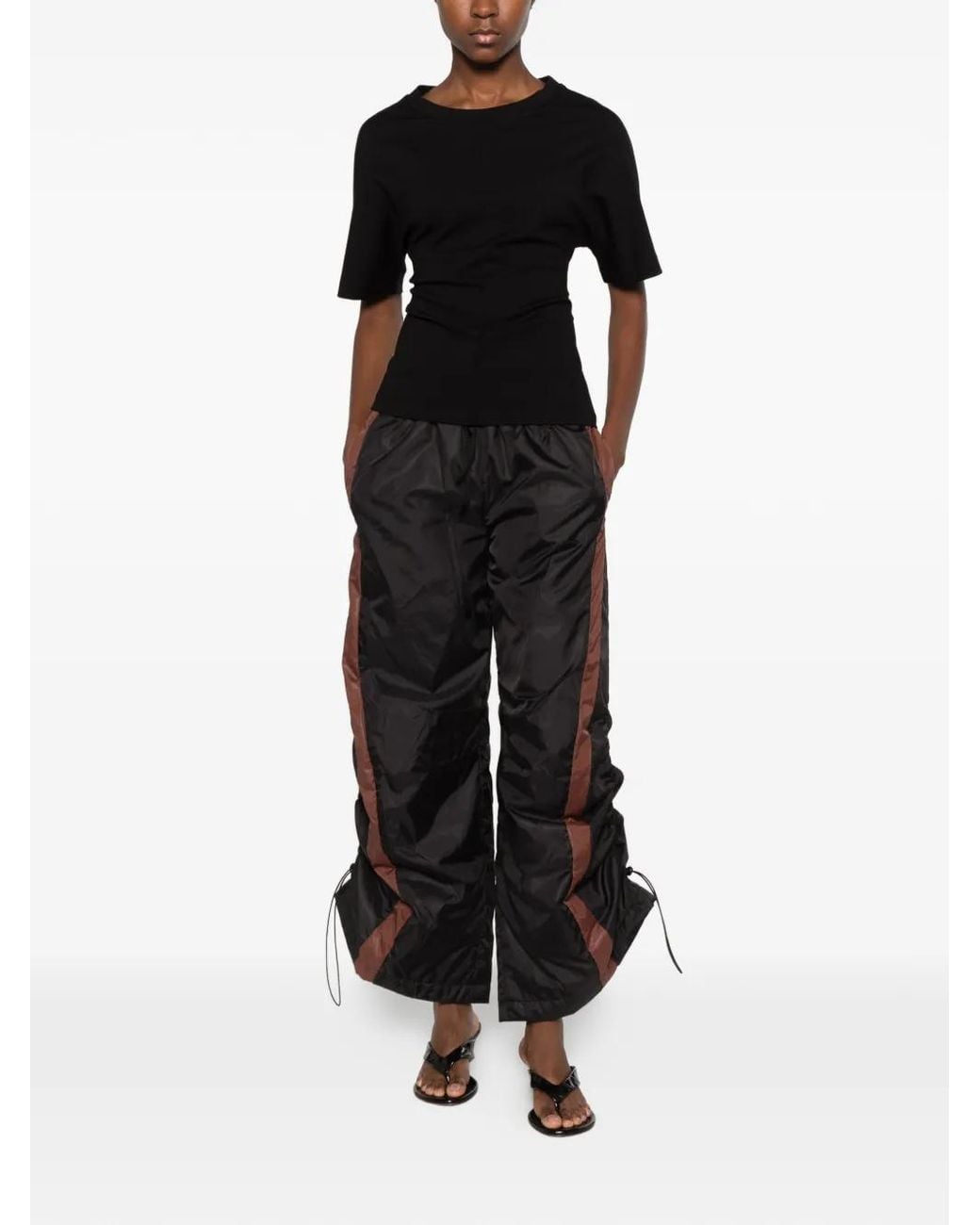Carla G Black Side-Stripe Drawstring Track Pants