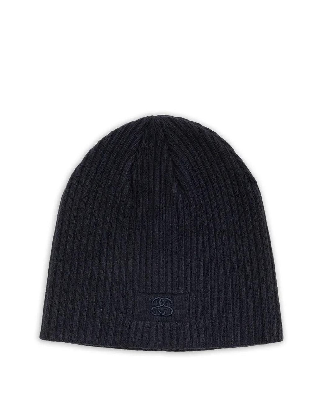 Stussy Blue Ribbed Beanie Hat for men
