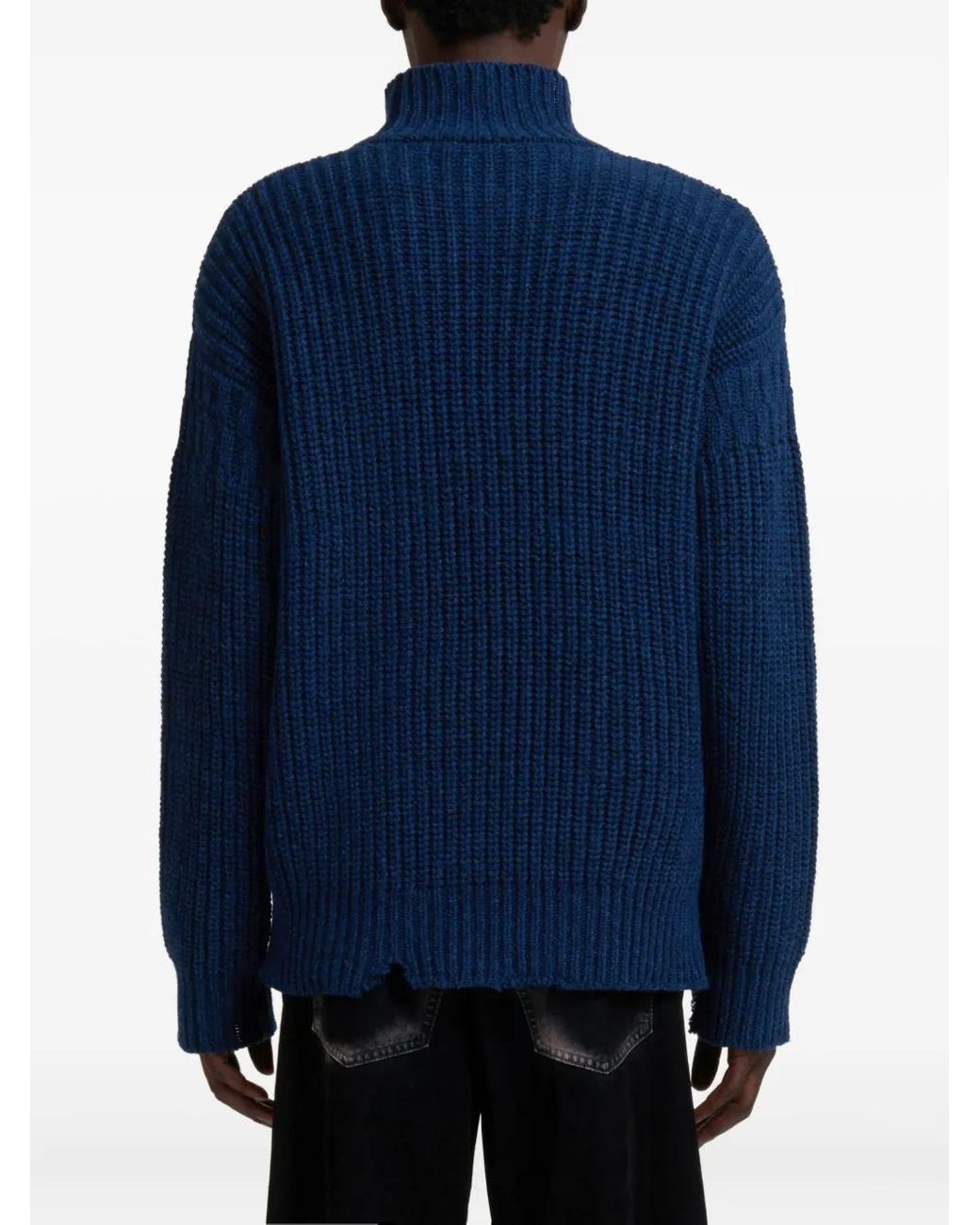 Marni Blue Ribbed Turtleneck Sweater for men