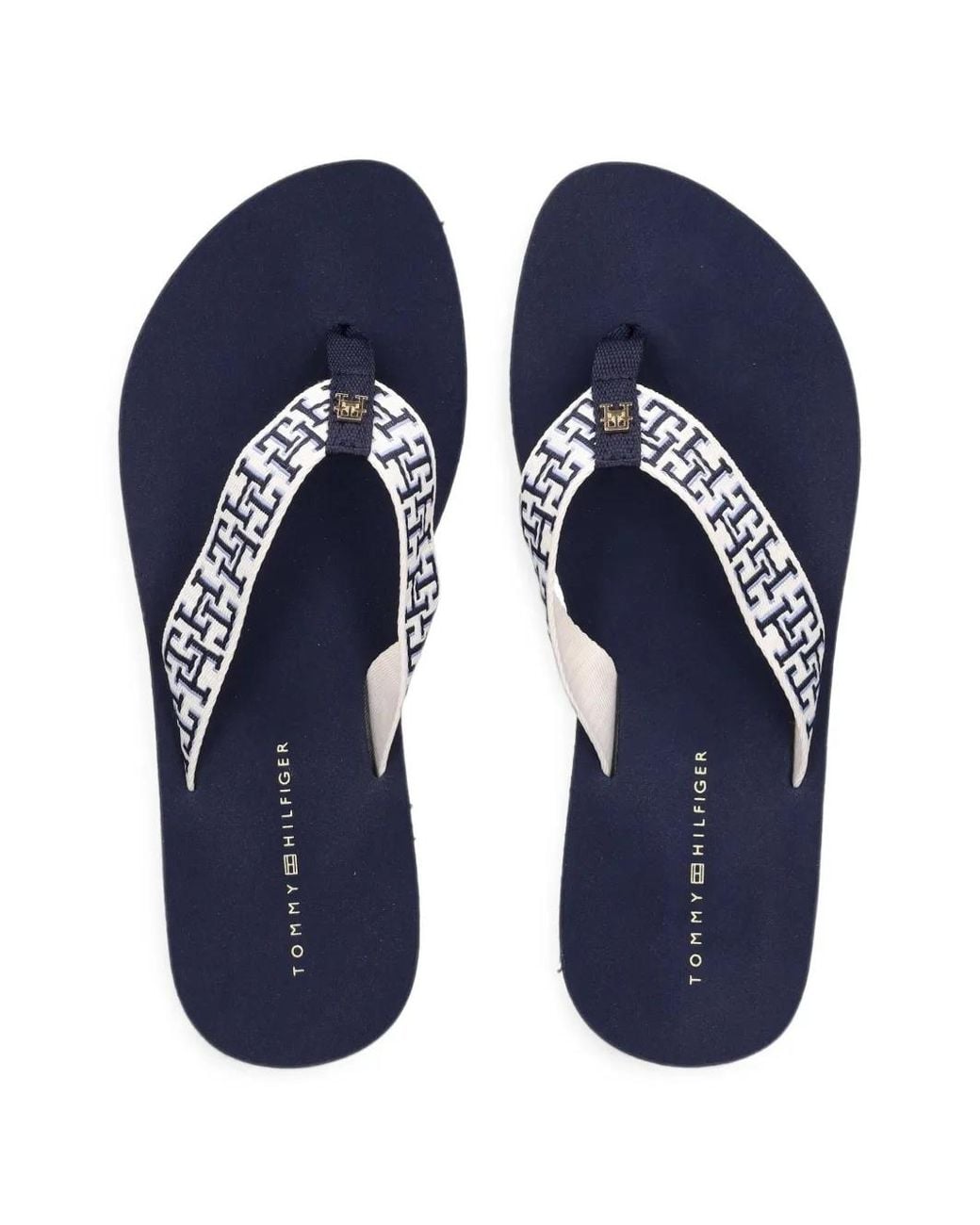 Tommy Hilfiger Blue Tongs The Monogram À Plateforme
