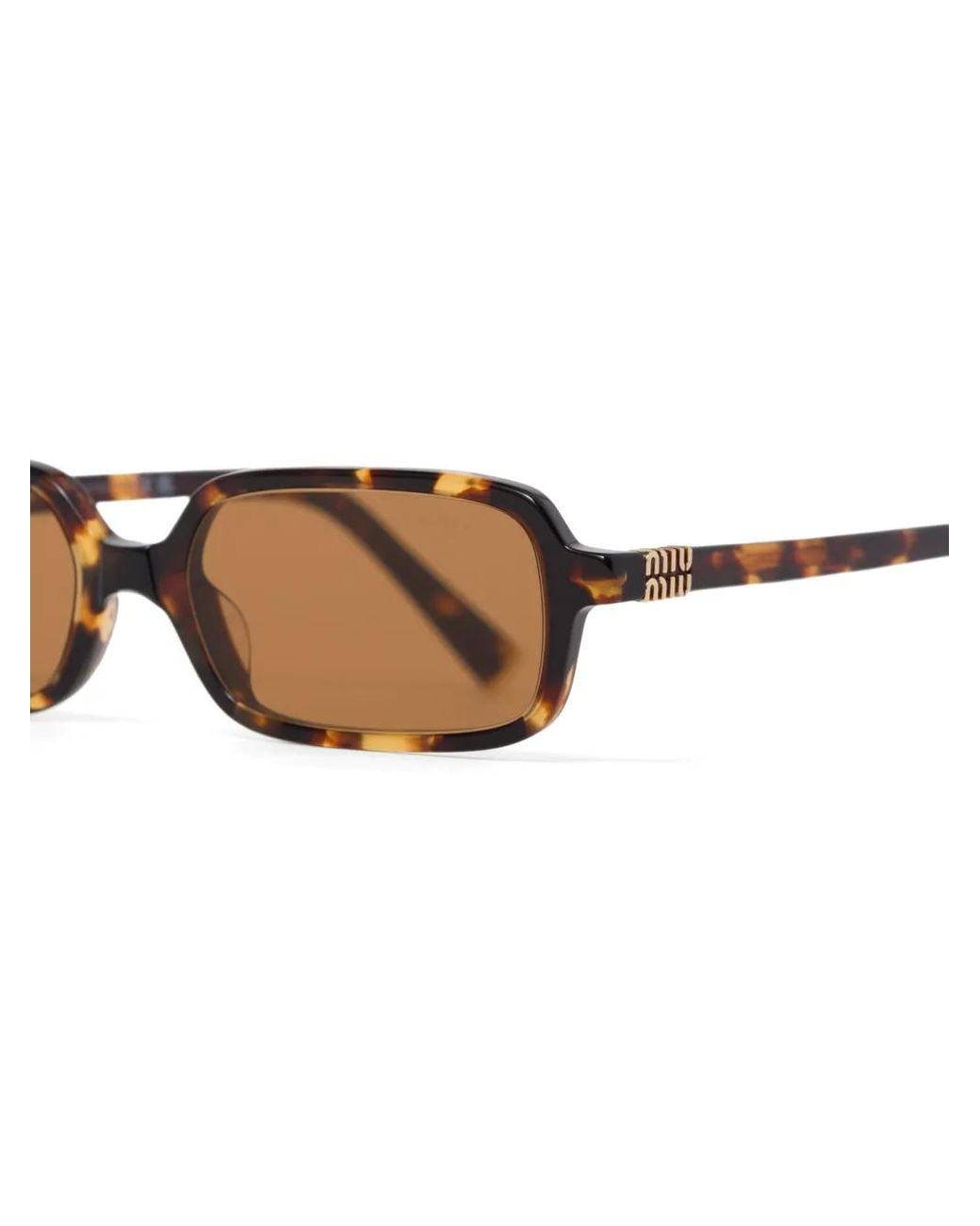 Miu Miu Brown Rectangle Tortoiseshell Sunglasses