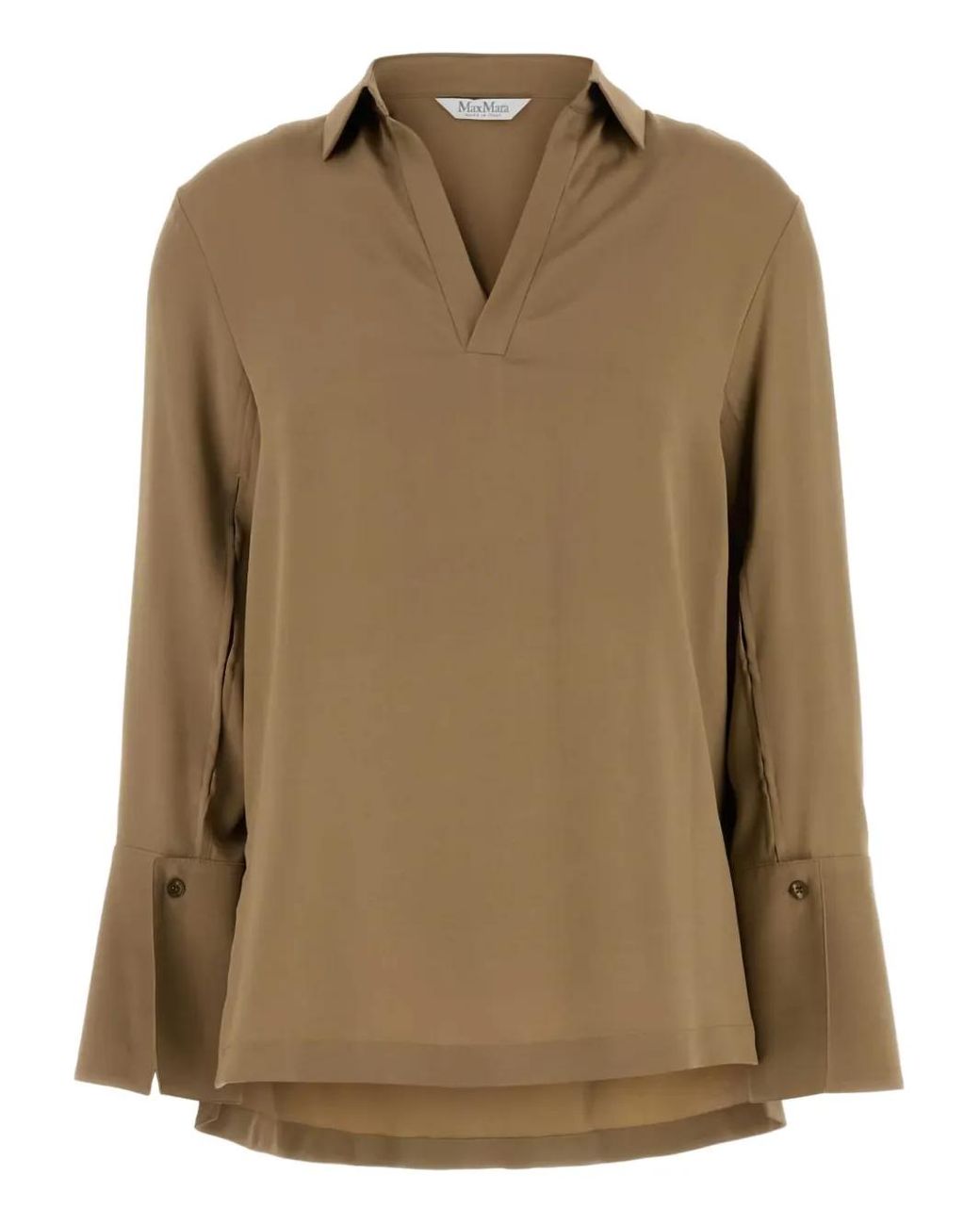Max Mara Brown V-Neck Blouse