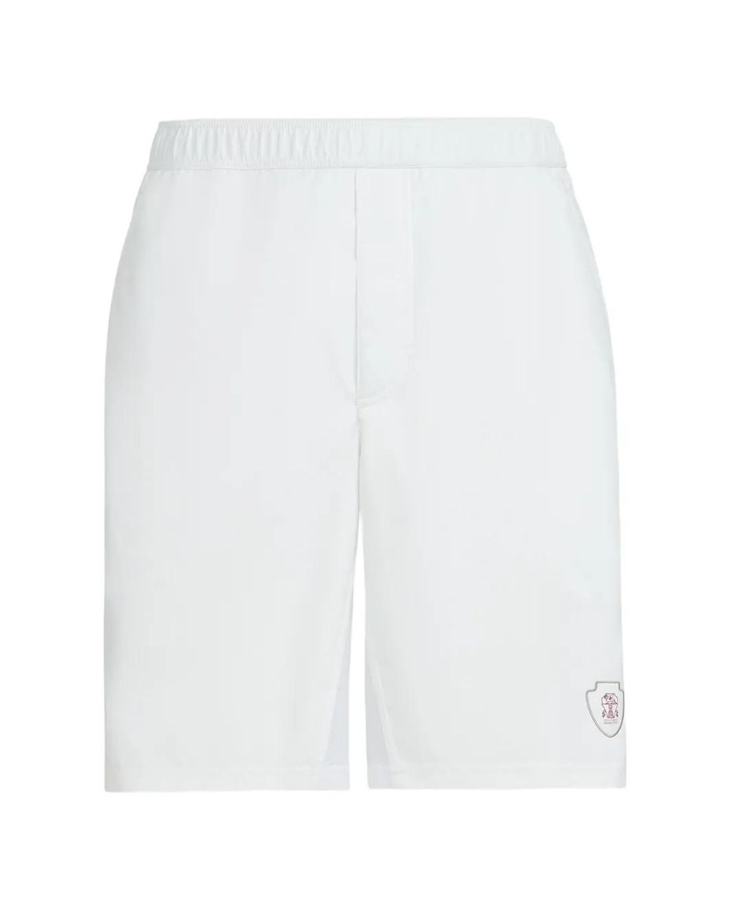 Brunello Cucinelli White Nylon Shorts With Logo for men