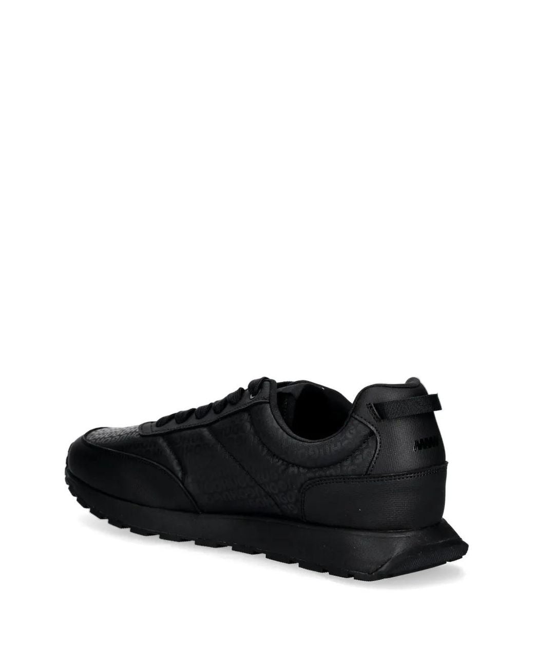 HUGO Black Low-Top Sneakers With Monogrammed Uppers for men