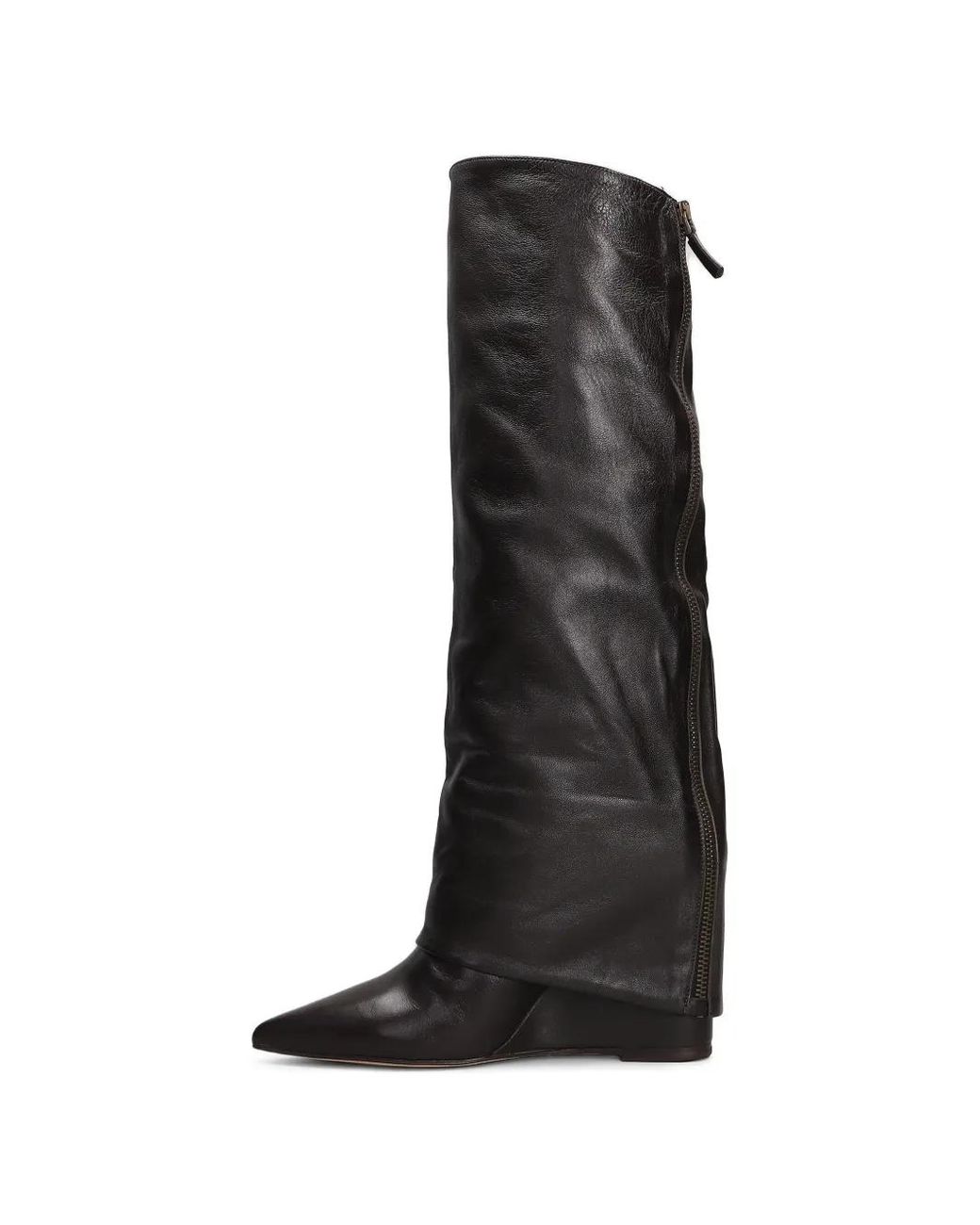 The Seller Black Pointed-Toe Wedge Boots