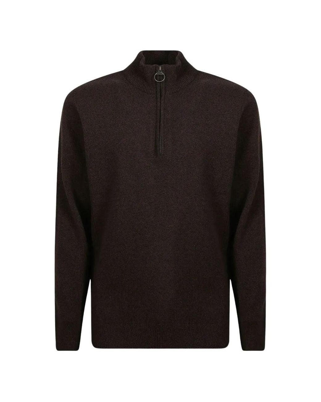 Barbour Black Tartan-Patchwork Quarter-Zip Sweater for men