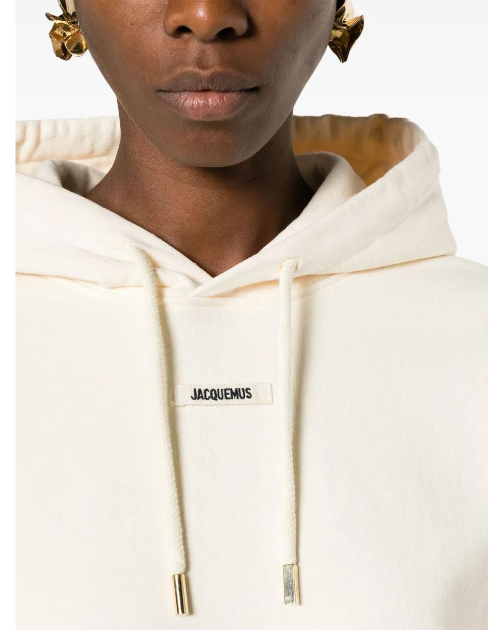 Jacquemus White Top Le Hoodie Gros Grain With Logo