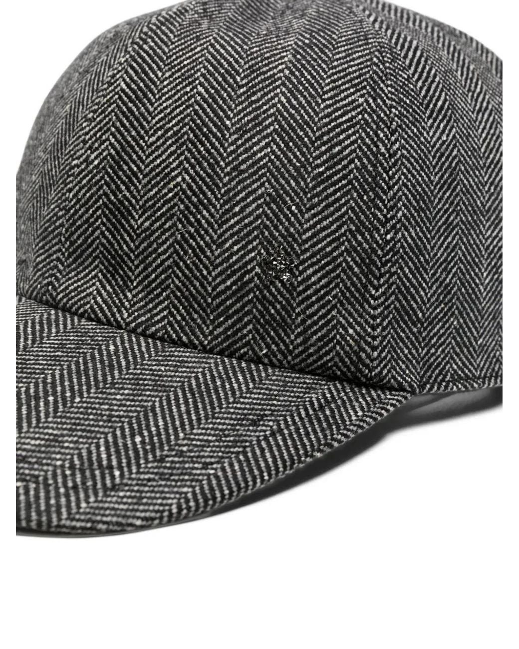 Lorena Antoniazzi Gray Herringbone-Pattern Baseball Cap