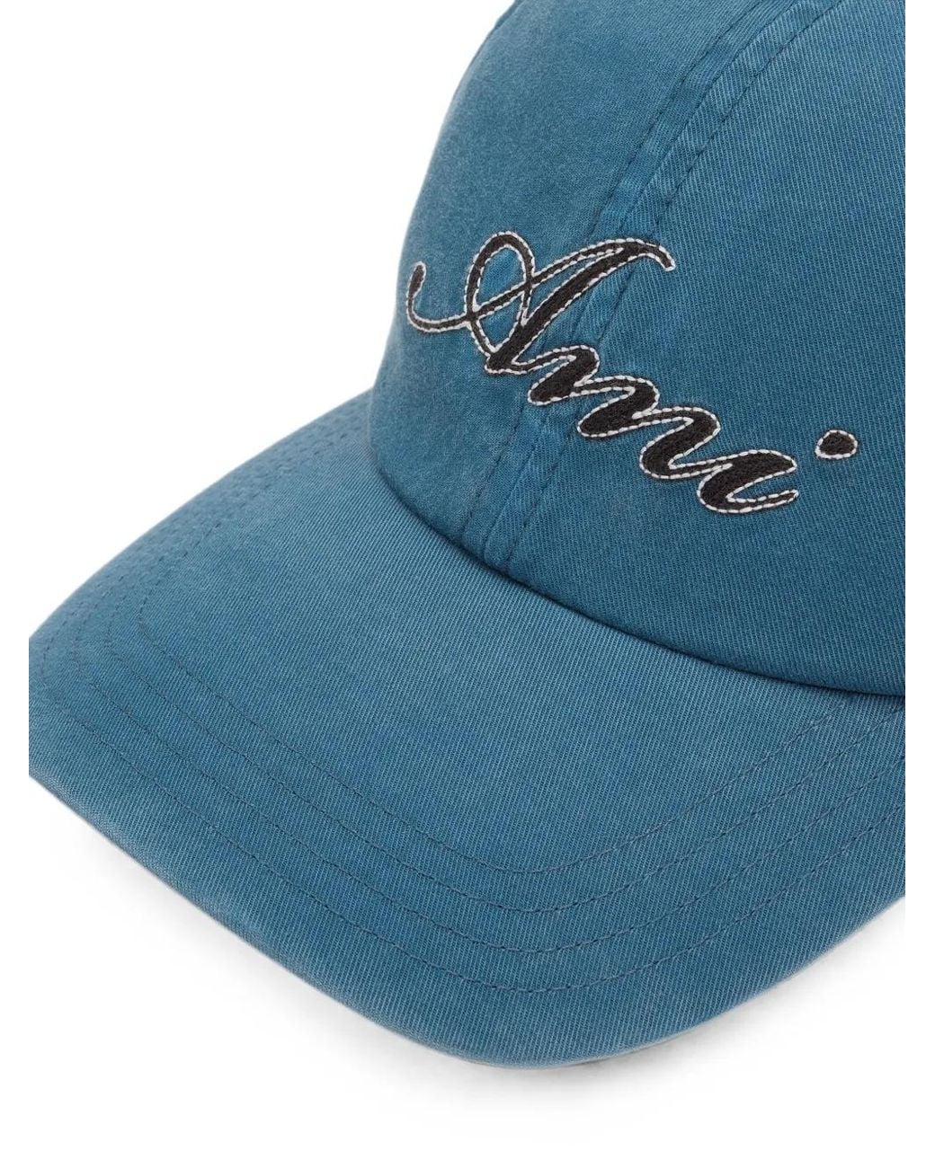 AMI Blue Cotton Cap With Emboirery