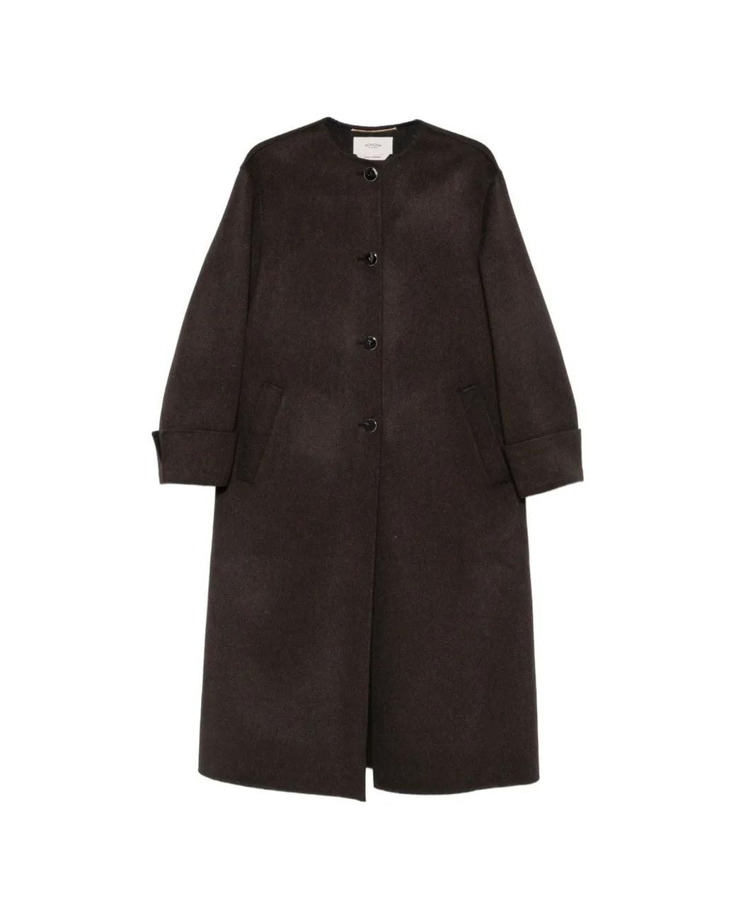 Agnona Black Button-Front Single-Breasted Coat