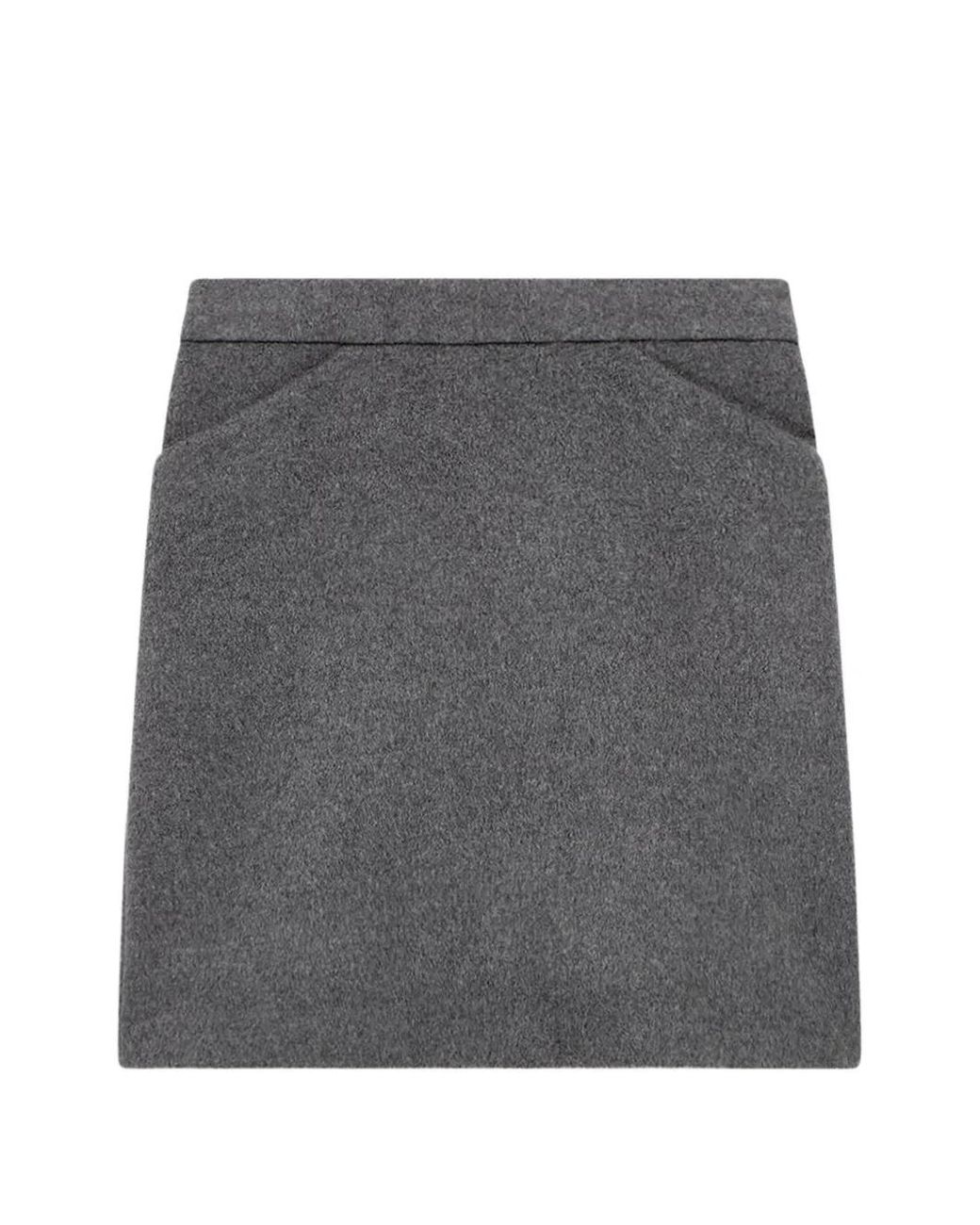 Another Tomorrow Gray Tailored Cashmere Skirt