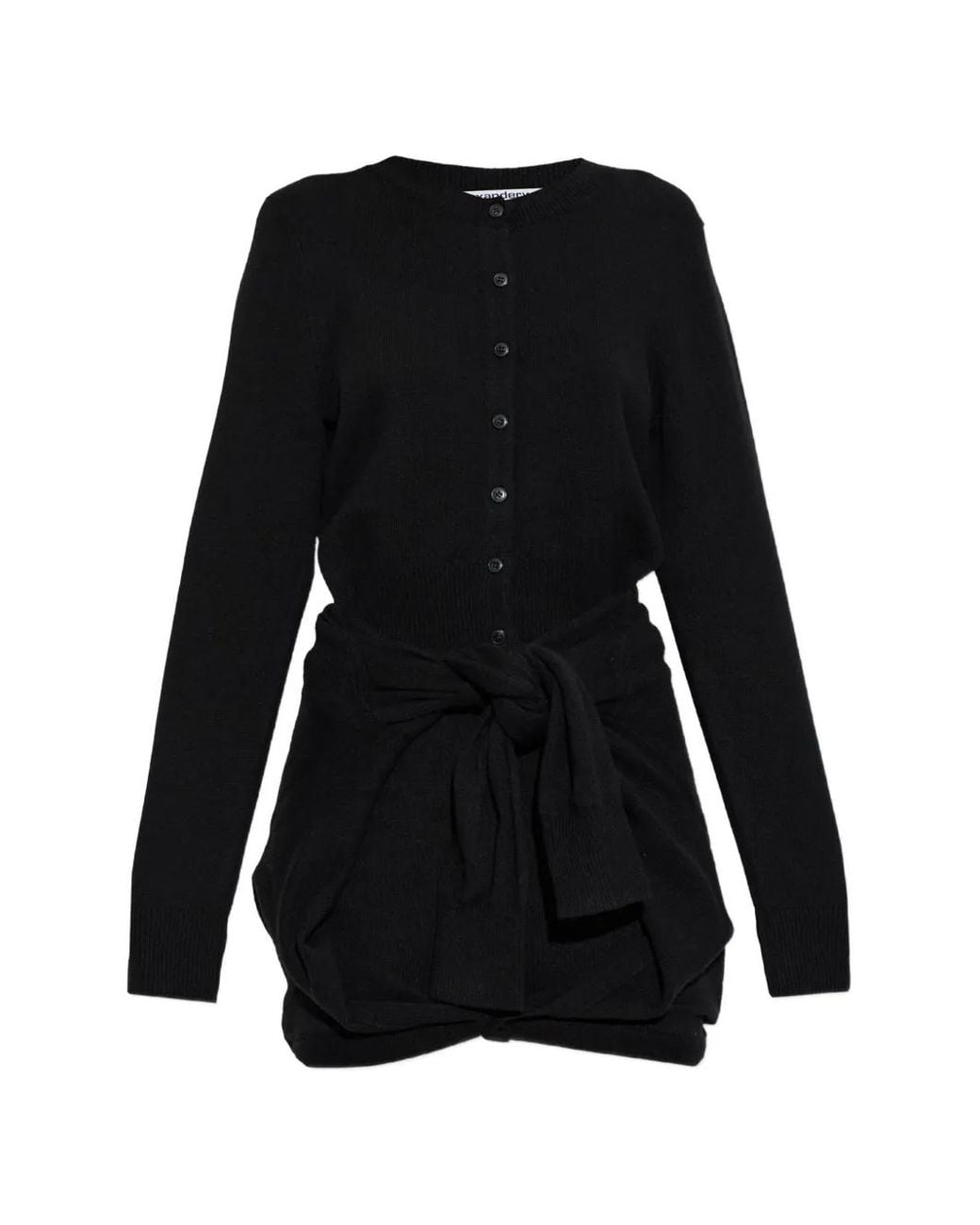 Alexander Wang Black Robe Courte Boutonnée À Taille Nouée