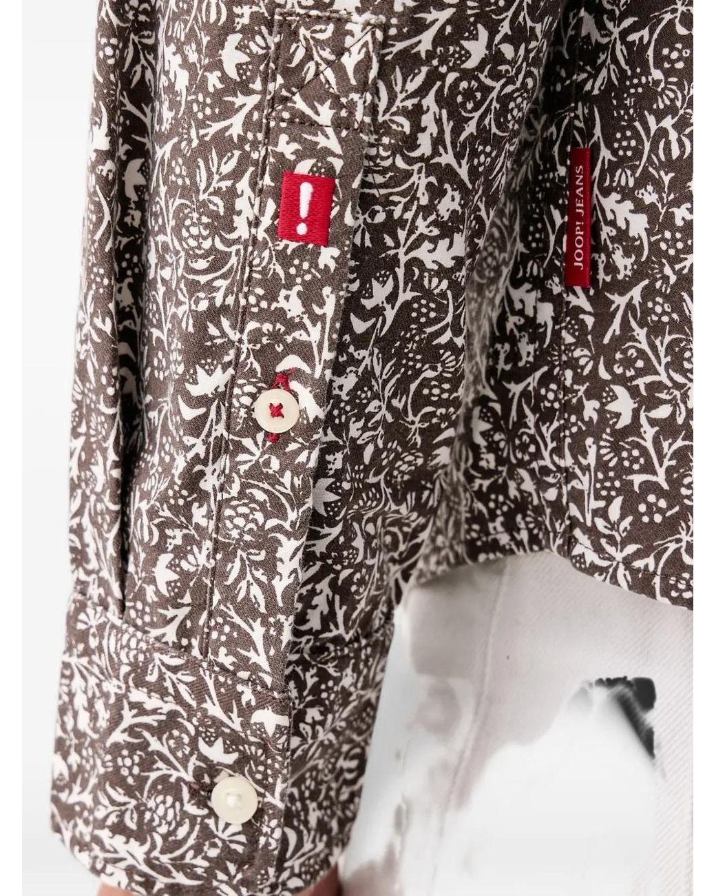 Joop! Gray Floral-Print Long-Sleeved Shirt for men