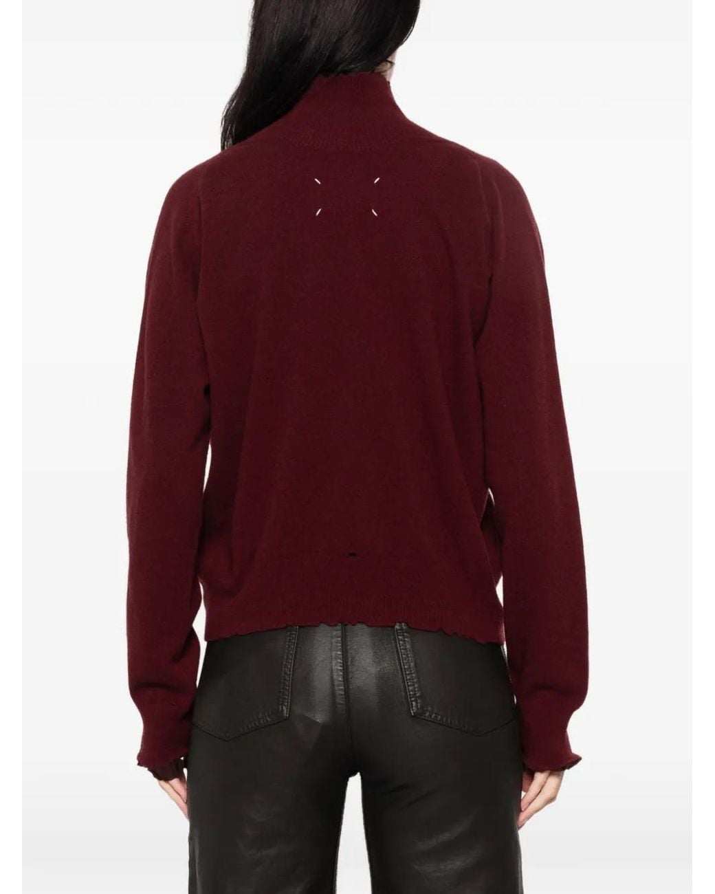 Maison Margiela Purple Distressed High-Neck Sweater