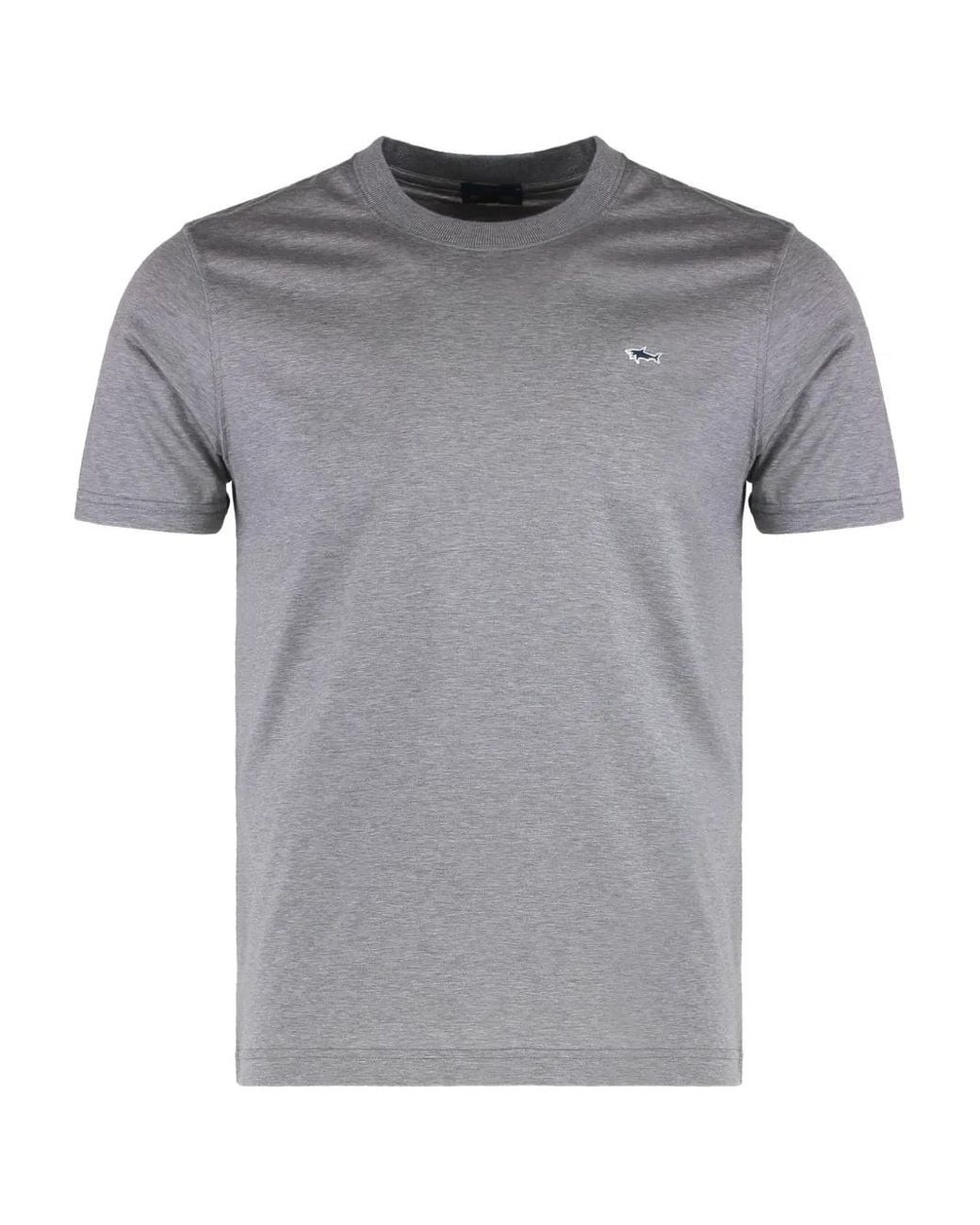 Paul & Shark Gray Crew Neck Logo Patch T-Shirt for men