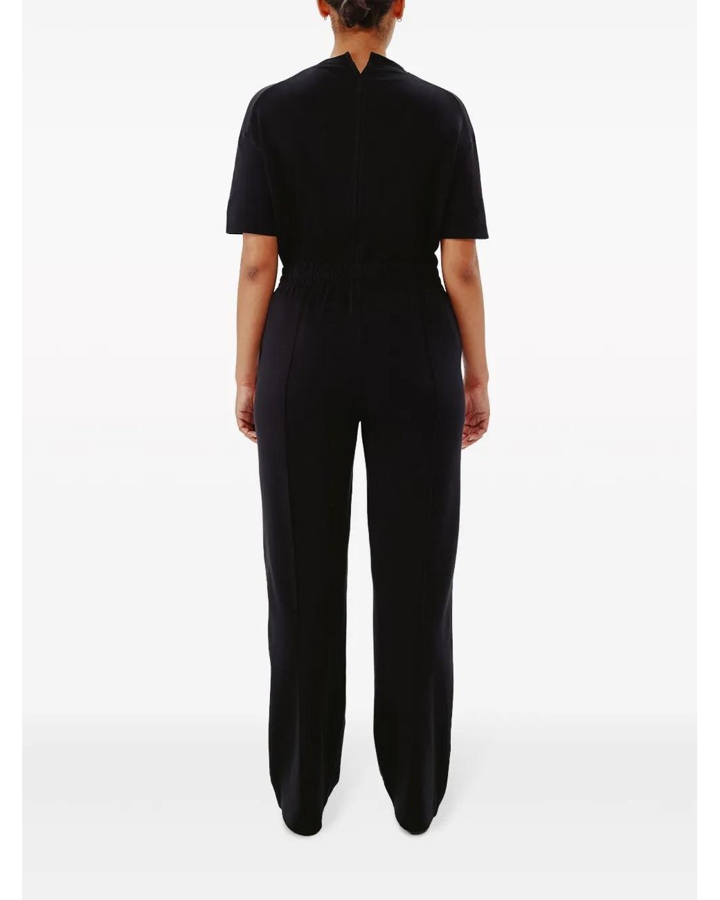 Another Tomorrow Black Luxe Seam-Detail Track Pants