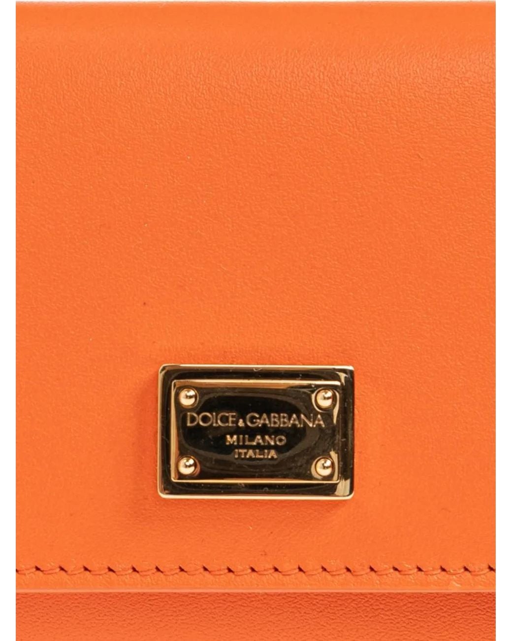 Dolce & Gabbana Orange Portefeuille En Cuir À Plaque Logo