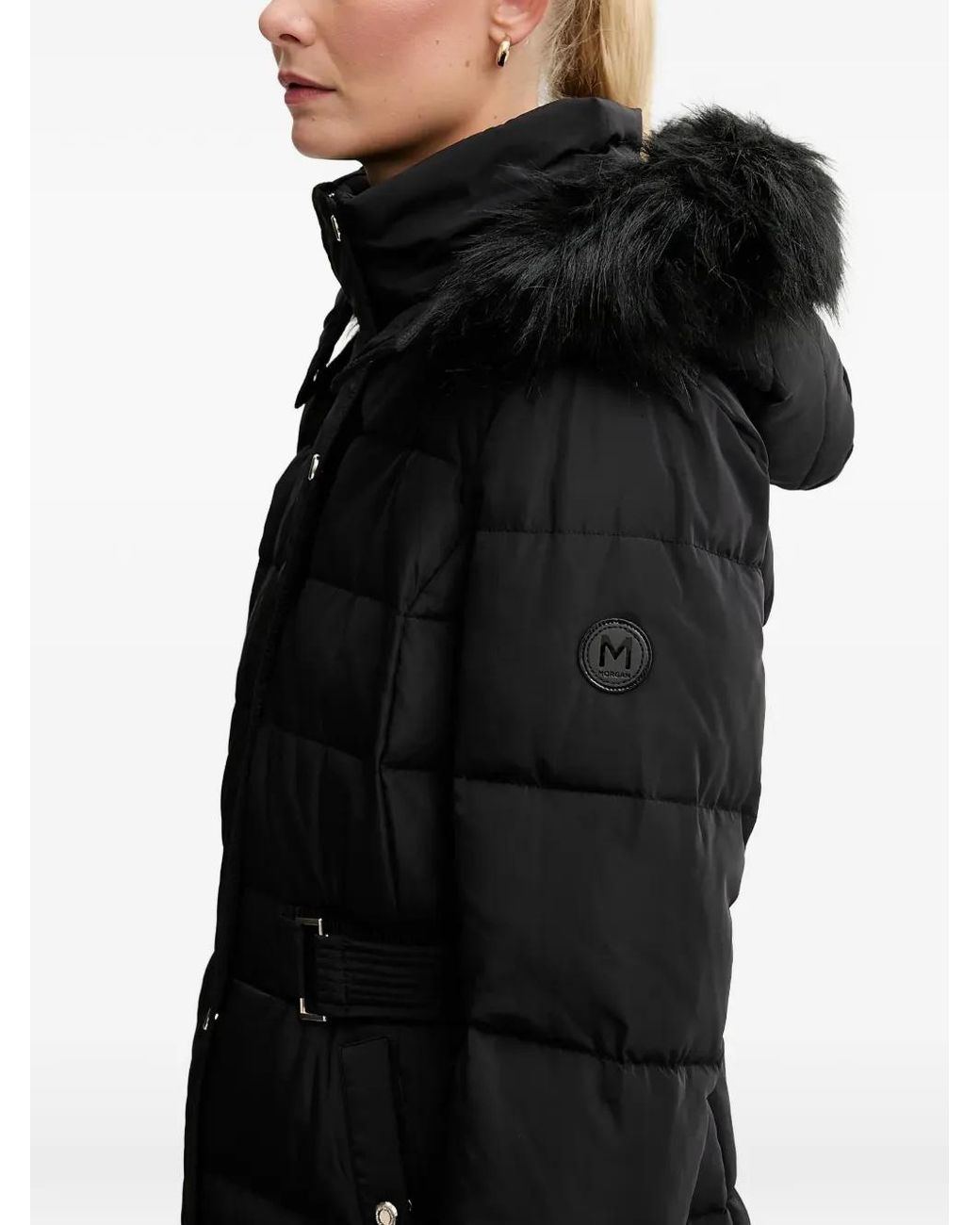 Morgan Black Hooded Quilted Coat