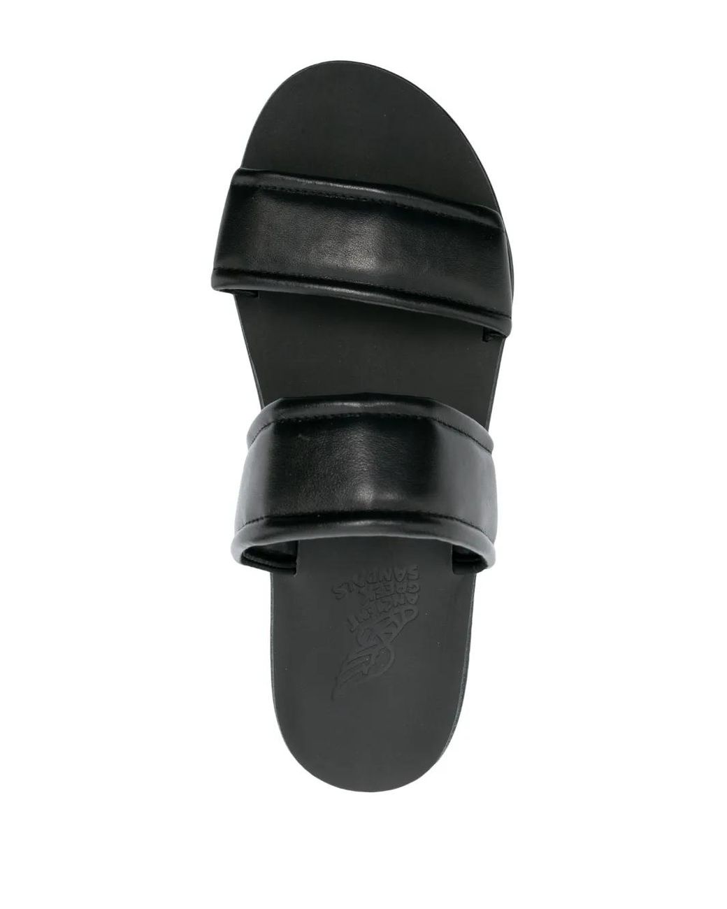 Ancient Greek Sandals Black Enias Leather Slides for men