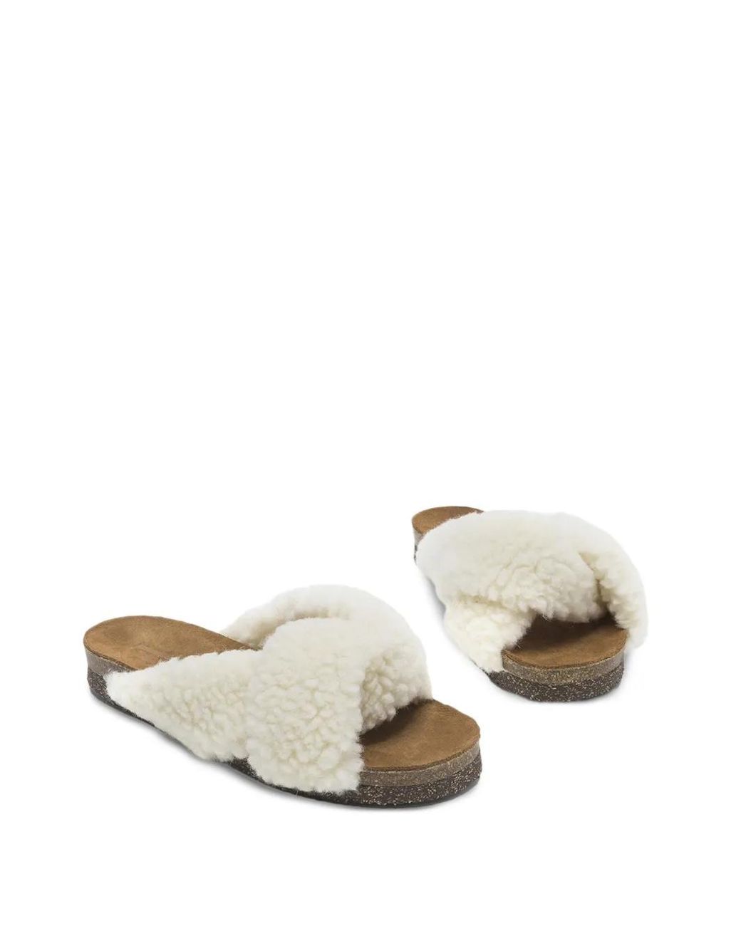 Flattered White Lou Teddy Flat Sandals