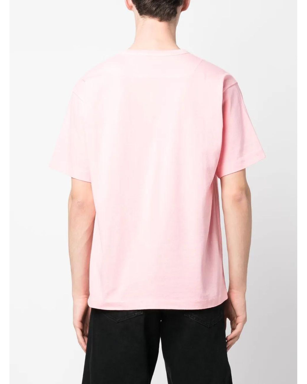 Stone Island Pink Embroidered-Logo T-Shirt for men