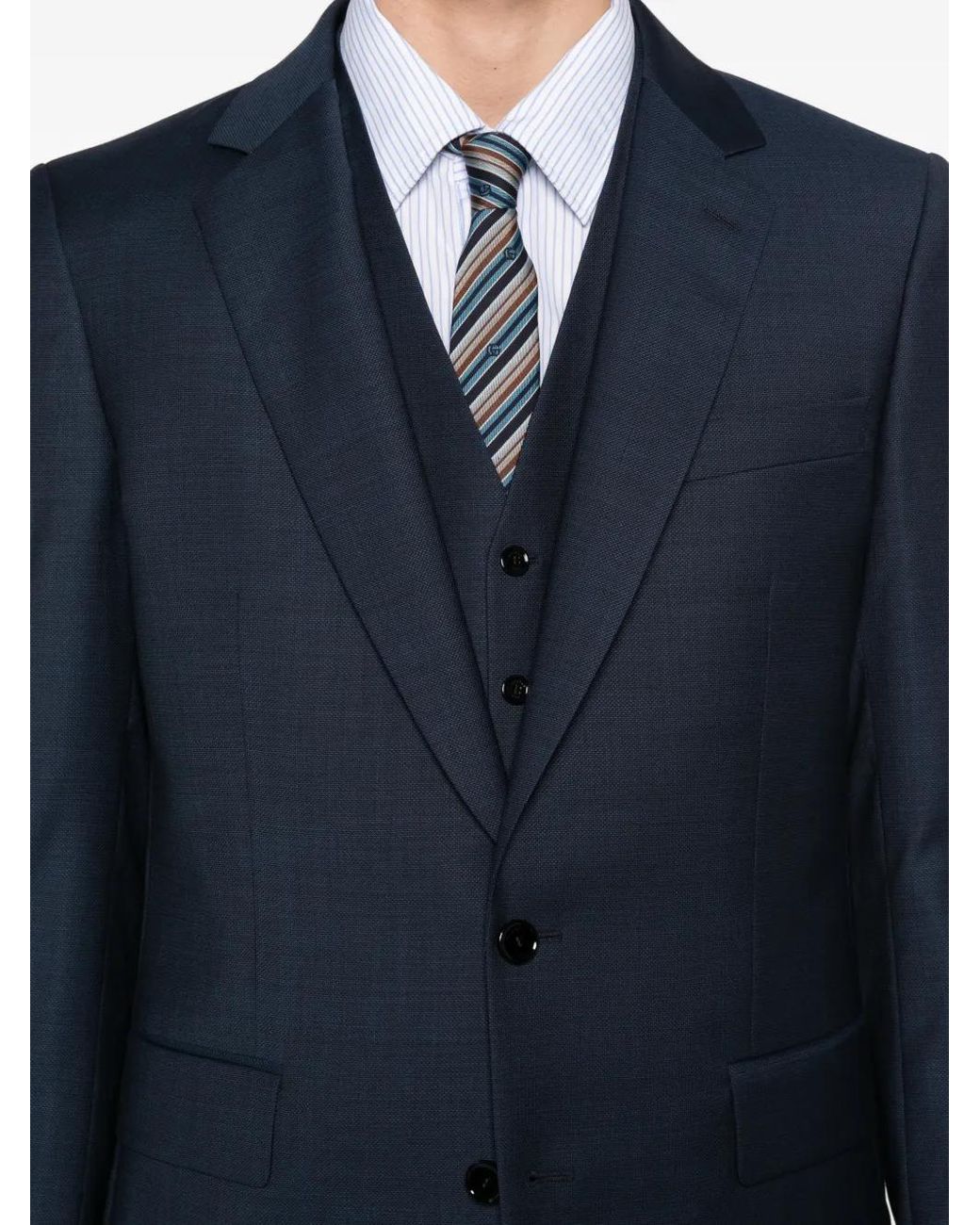 Fursac Blue Single-Breasted Notched-Lapel Suit for men