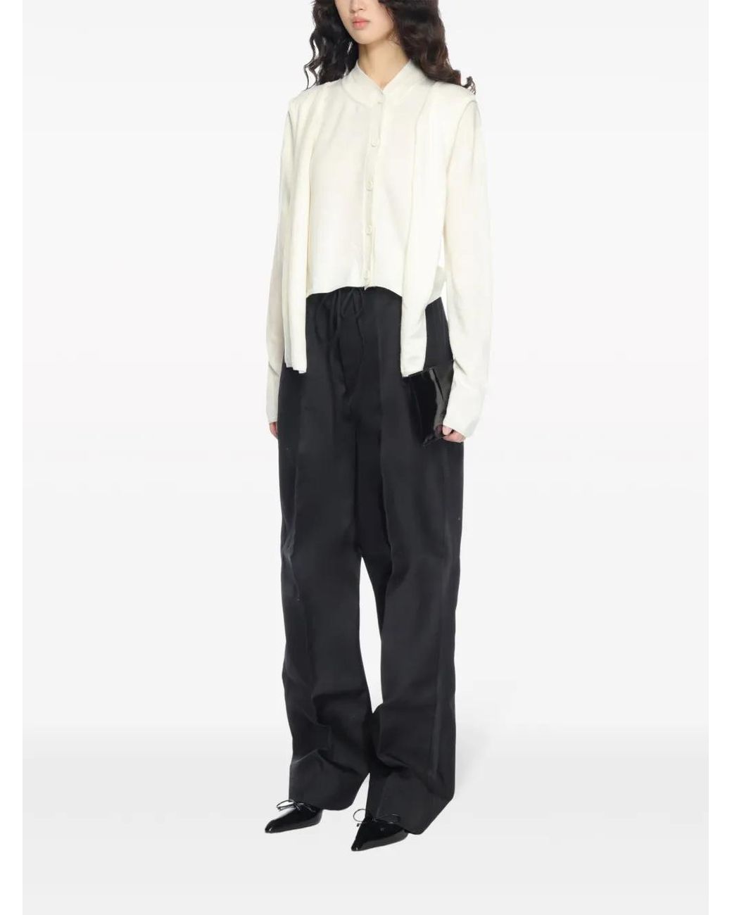 MM6 by Maison Margiela White Layered Asymmetric Cardigan
