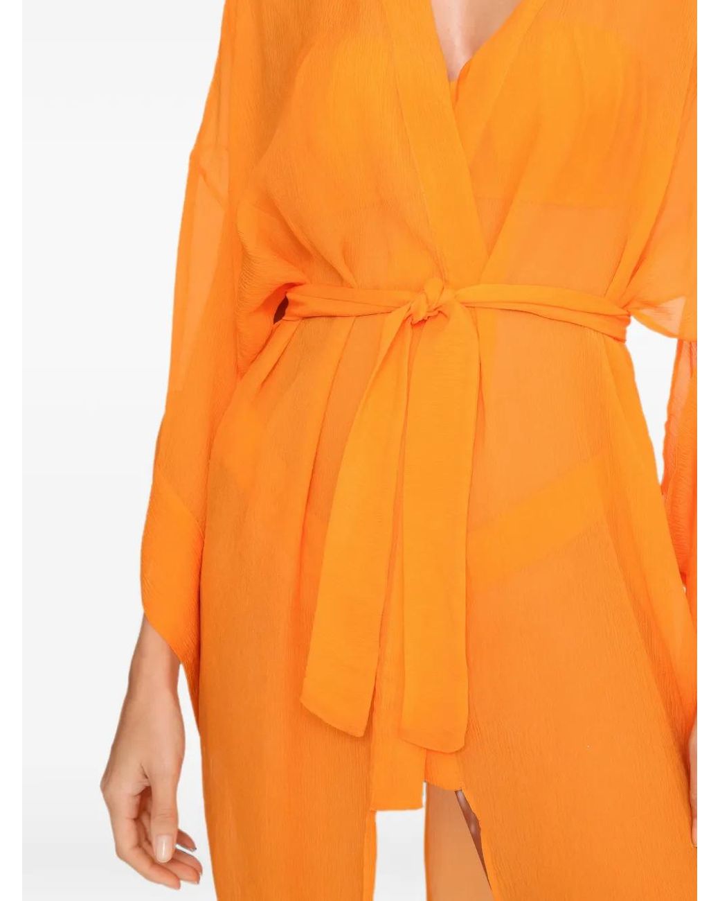 Vestido Midi Con Cinturón Amir Slama de color Orange