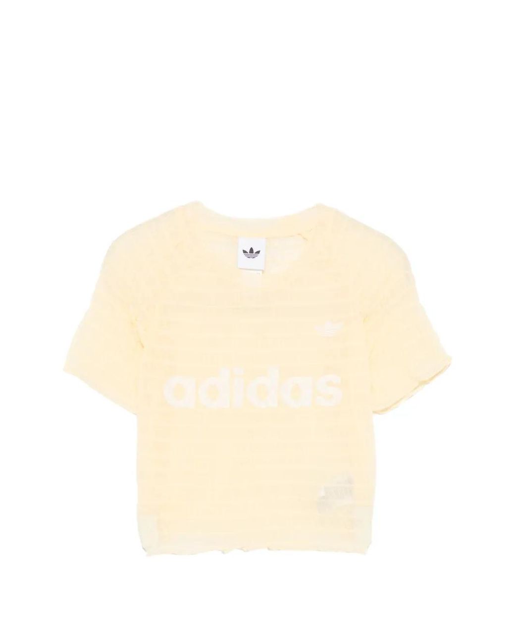 Adidas Natural Logo-Print Ruched T-Shirt