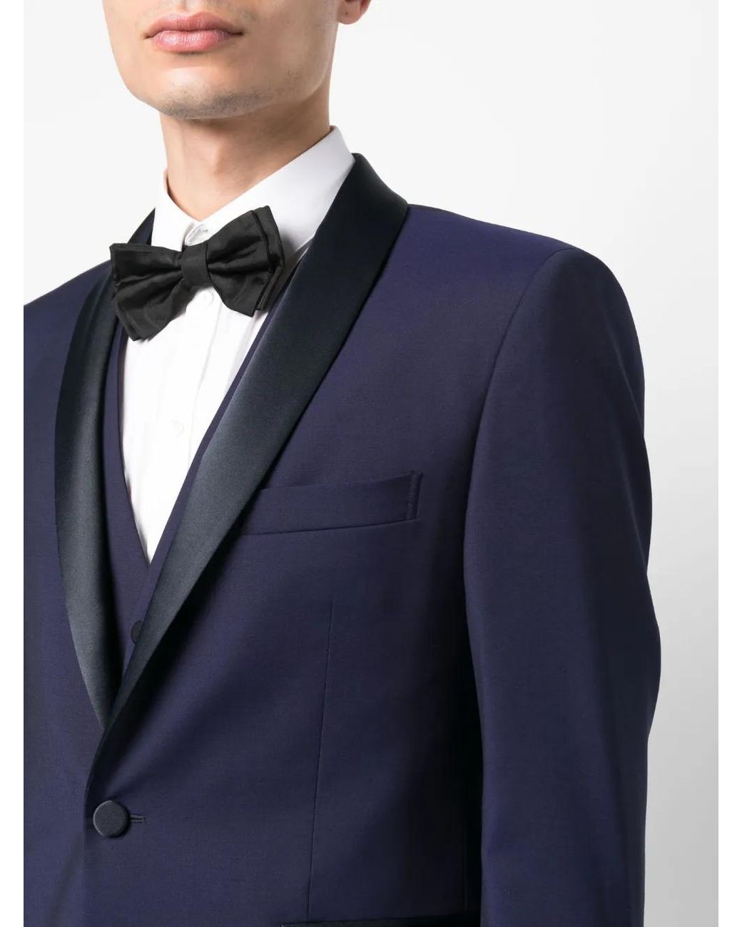 Tagliatore Blue Satin-Trim Three-Piece Suit for men