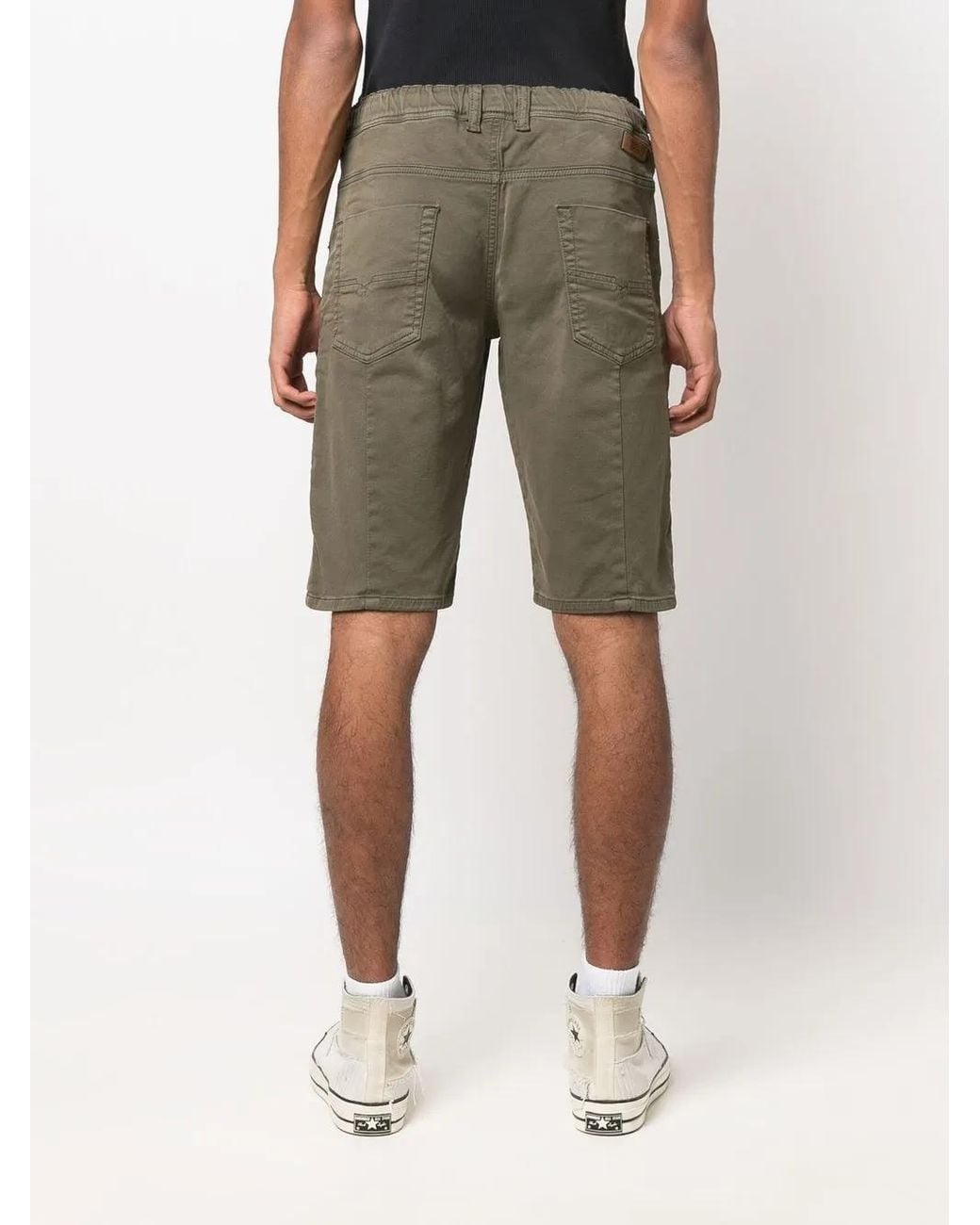 DIESEL Green Drawstring-Waist Denim Shorts for men