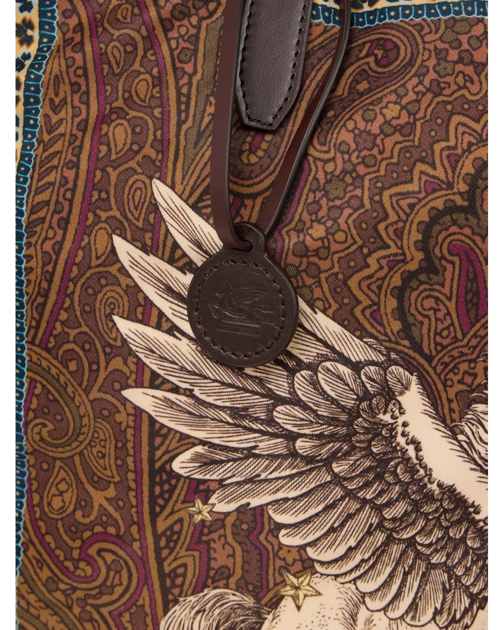 Etro Brown Nylon Tote Bag With Pegaso Print And Arnica Motif for men