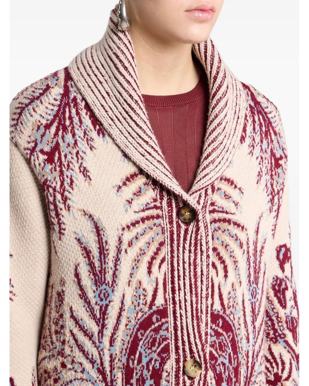 Etro Pink Floral-Jacquard Button-Fastening Coat