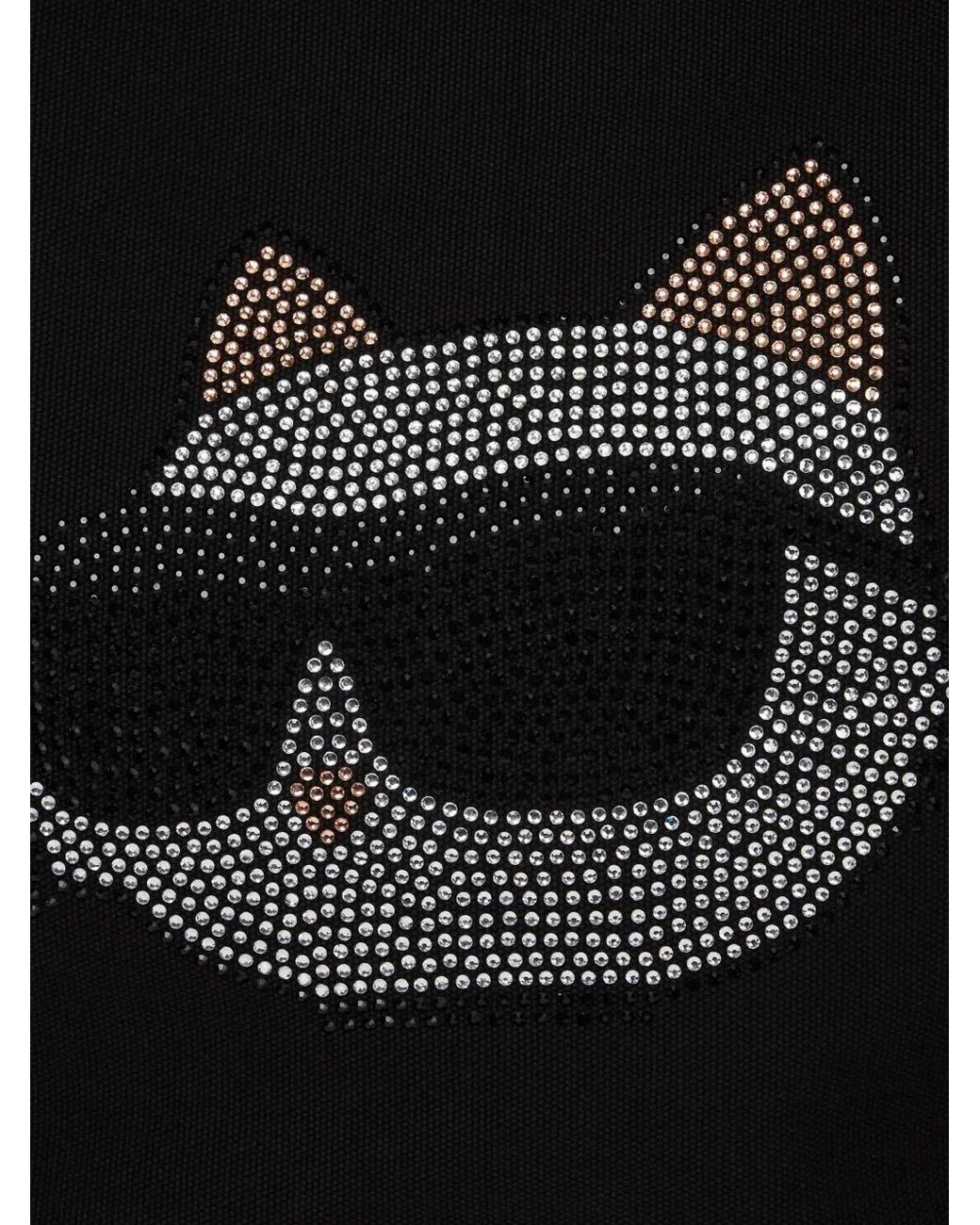 Karl Lagerfeld Black Ikon Choupette Rhinestone Shopper