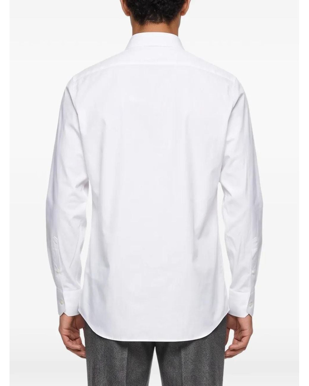 Zegna White Pointed-Collar Button-Fastening Shirt for men