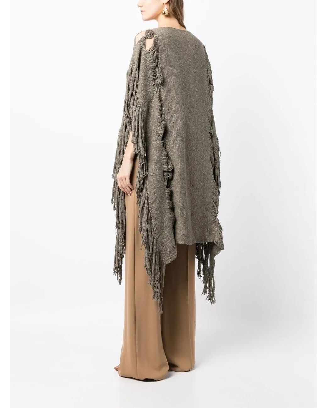 Voz Gray Lace Fringe-Detail Tunic