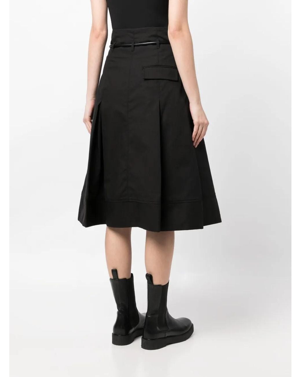 3.1 Phillip Lim Black Origami High-Waisted Midi Skirt
