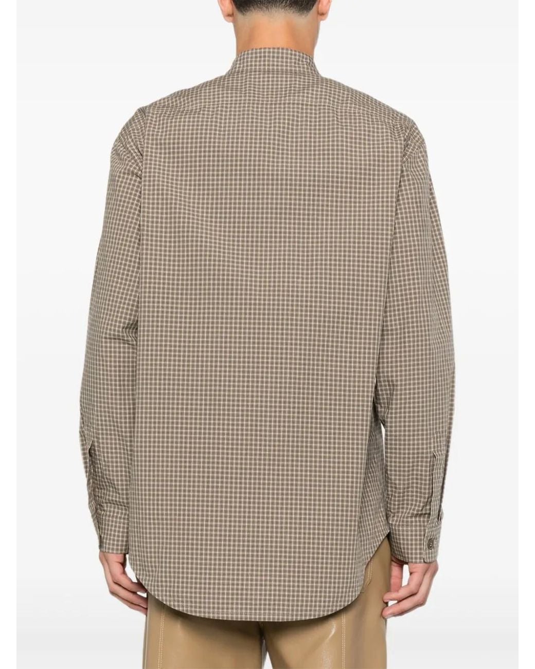 Nanushka Brown Checked Flap-Pocket Shirt for men