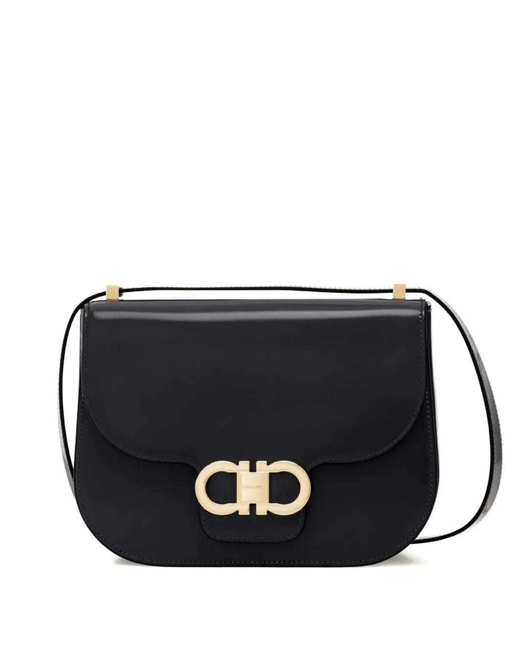 Ferragamo Black Double Gancini North-South Crossbody Bag