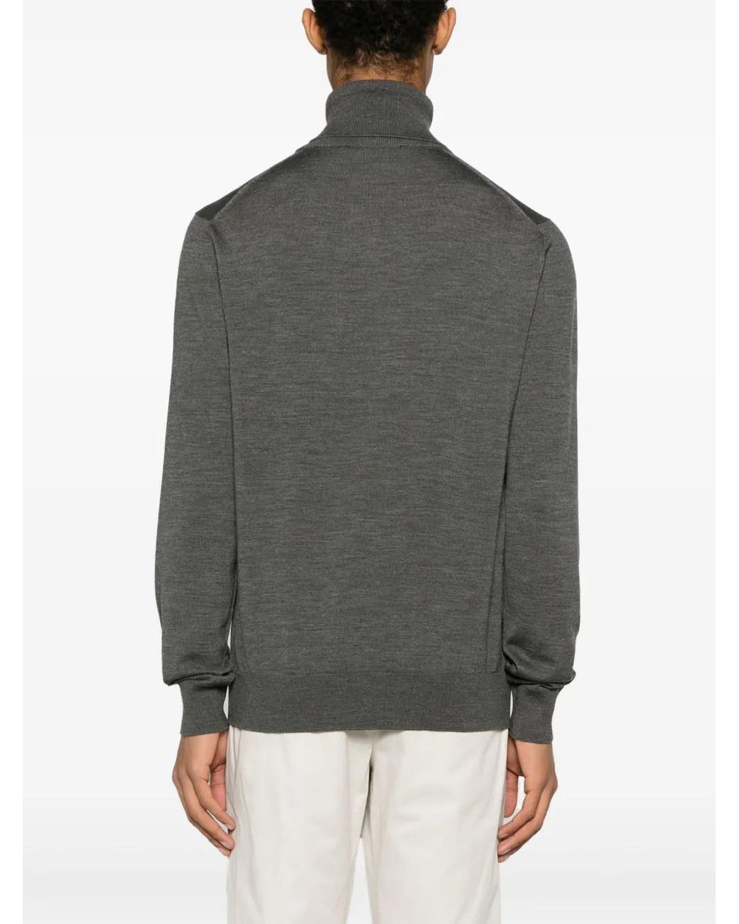 Dolce & Gabbana Gray Logo-Appliqué Wool Jumper for men