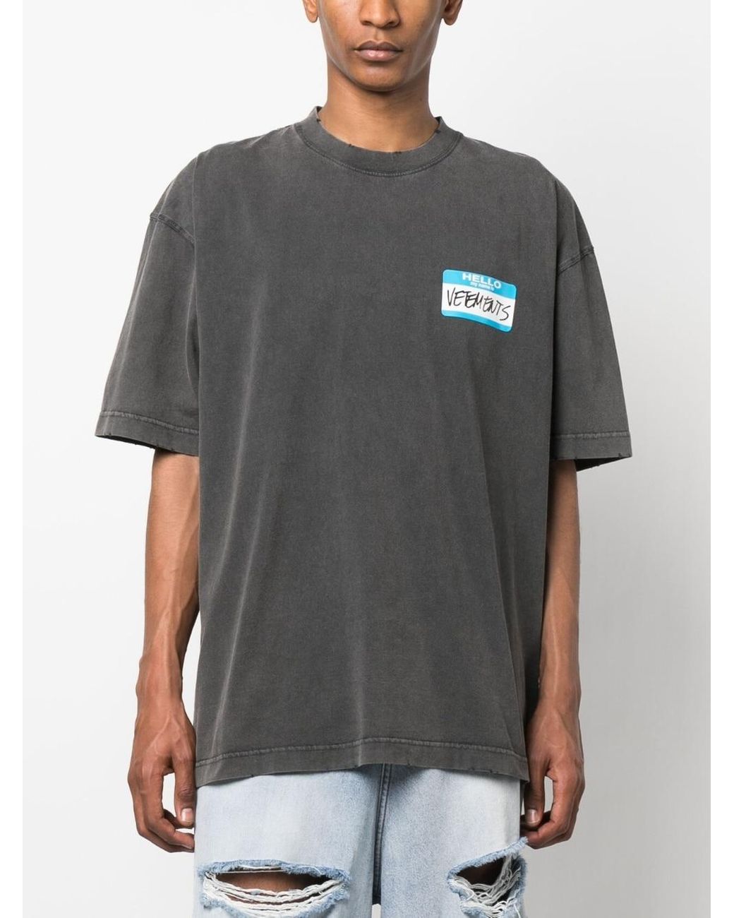 Vetements My Name Is Cotton T-shirt in Grey for Men | Lyst Canada