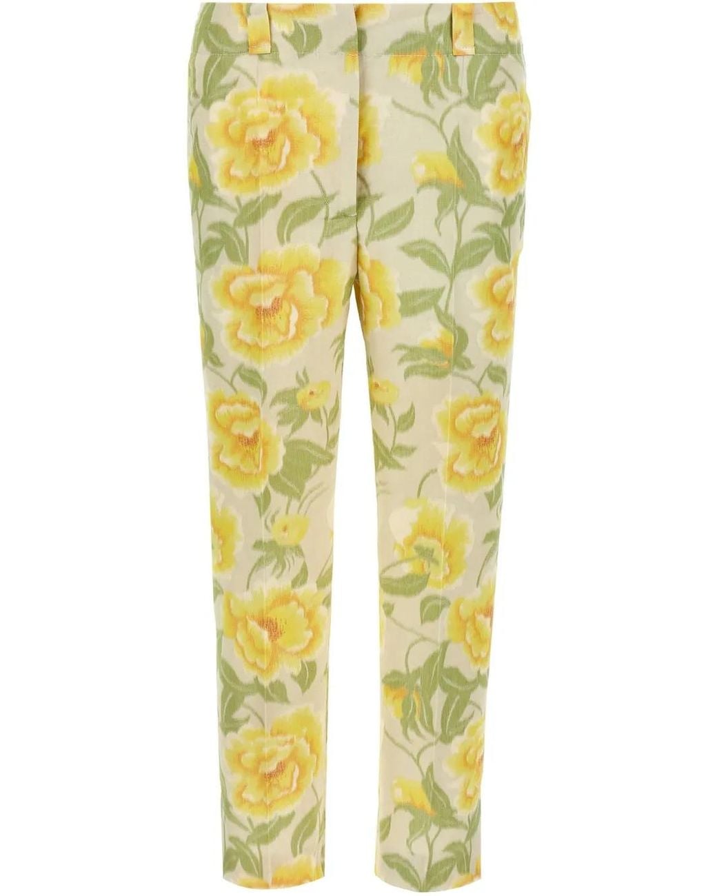 KENZO Yellow Peonies-Print Trousers