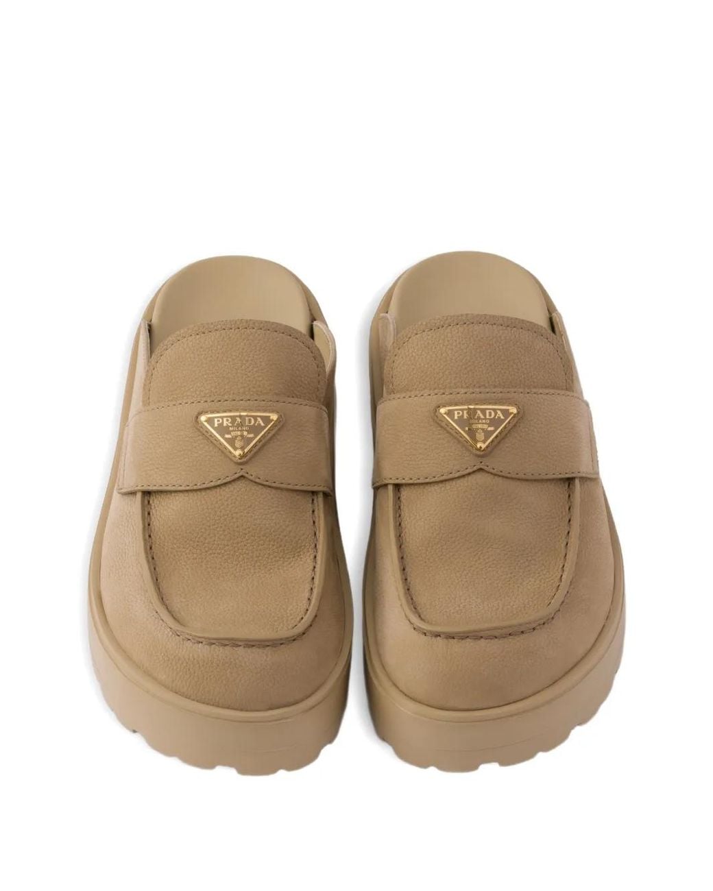 Prada Brown Nubuck Flatform Mules